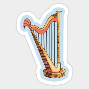 Harp Hand Drawn Line Art Musical Instrument Sticker